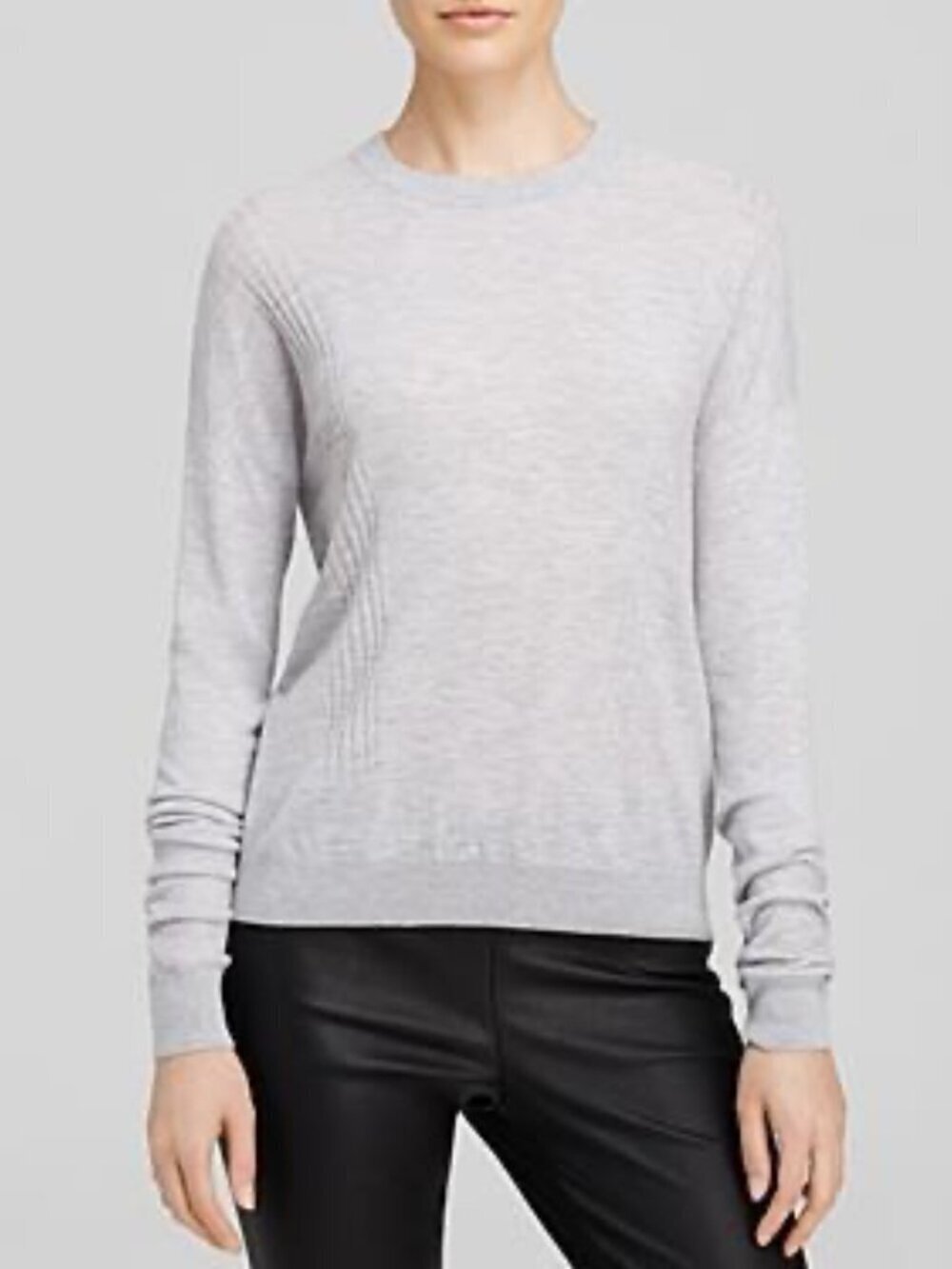 Vince Ash Gray Merino Wool Blend Sweater Crewneck Lightweight Knit Size M